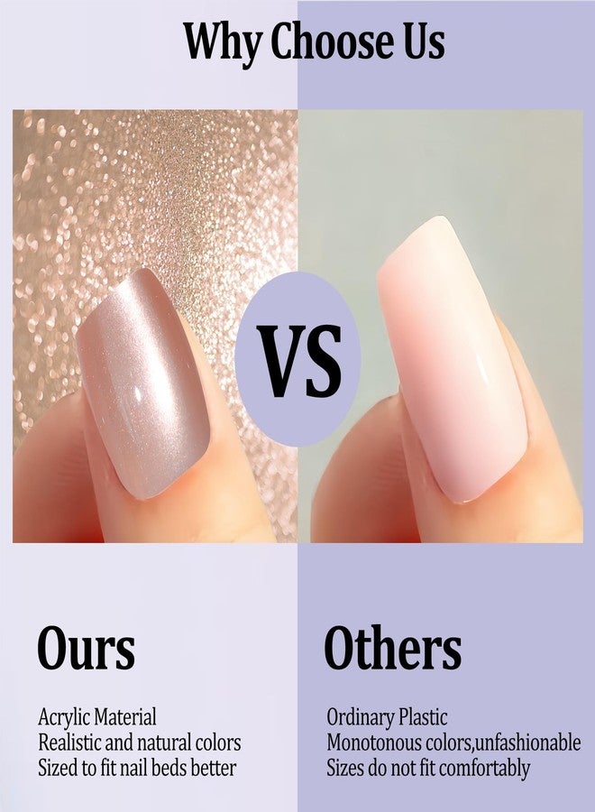 Laza 210pcs Cat Eye Press on Nails for Women 7 Colors Glossy Glitter Black Hole Short Square Reusable Nail Tips in 15 Sizes Long Lasting Salon Fake Nails Stick - Galaxy Chameleon - Image 4